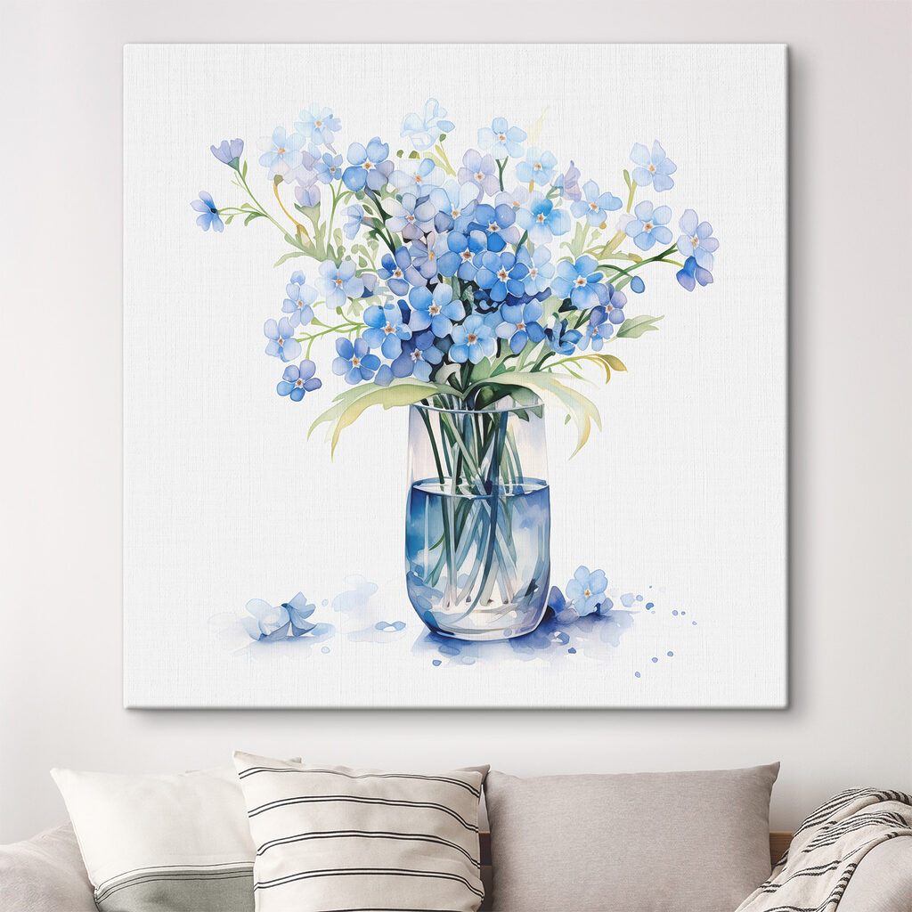 Nomeolvides en cristal azul en un interior