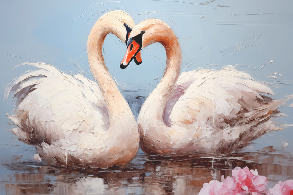 Cisnes forman un corazón — diseño completo