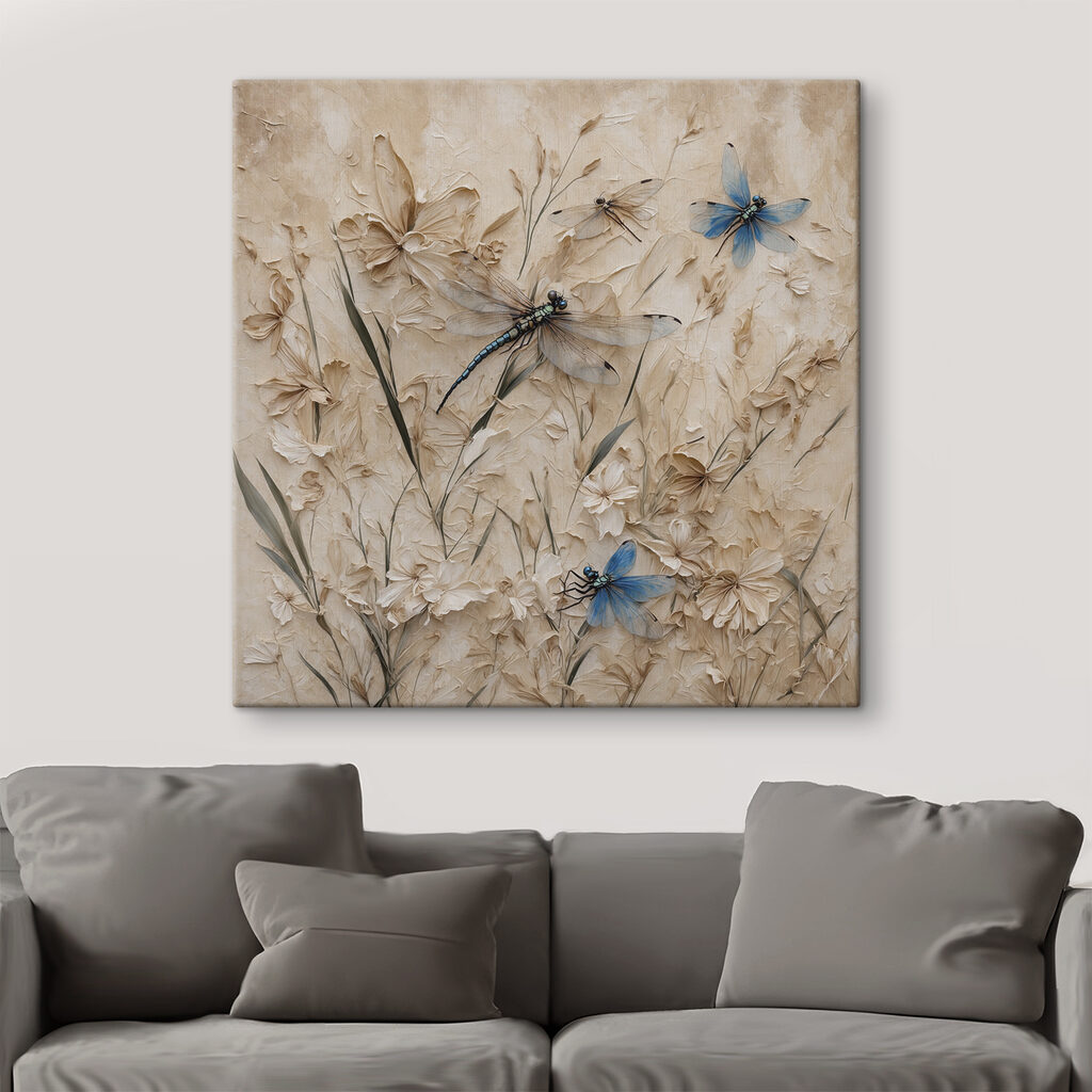 Libélulas entre flores beige — interior 3