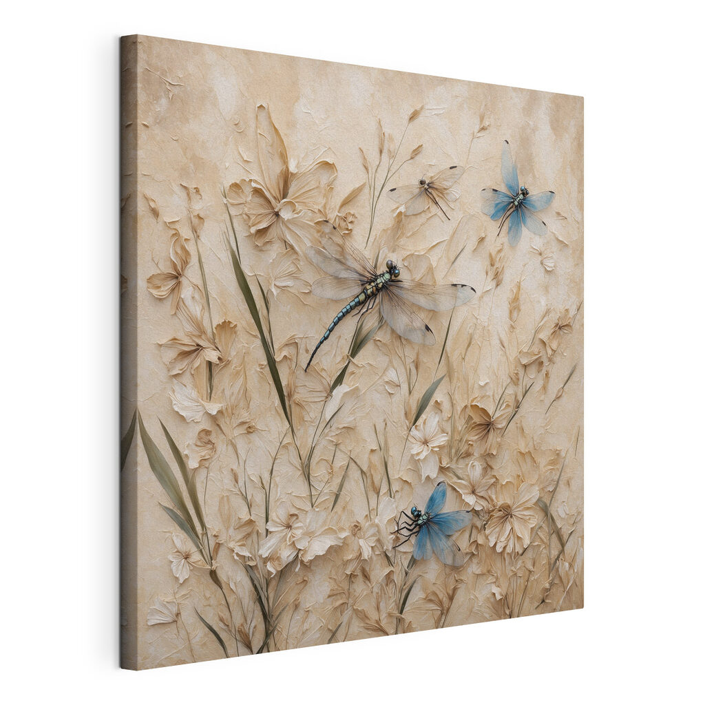 Libélulas entre flores beige — vista del producto
