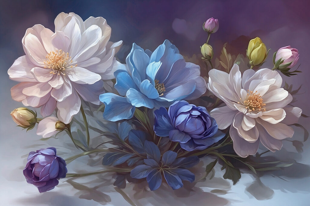 Ramo blanco y azul — diseño completo