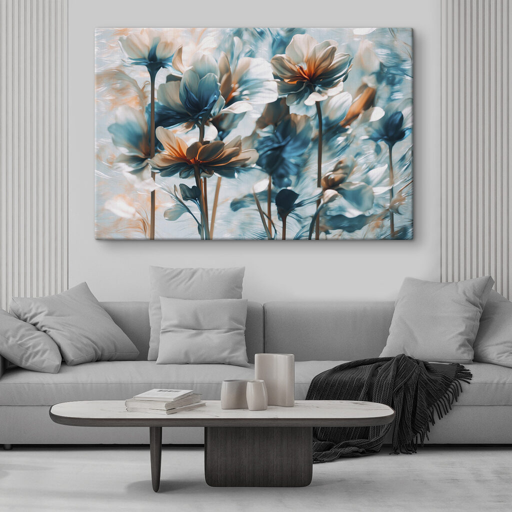 Flores azules sobre tallos — interior 1