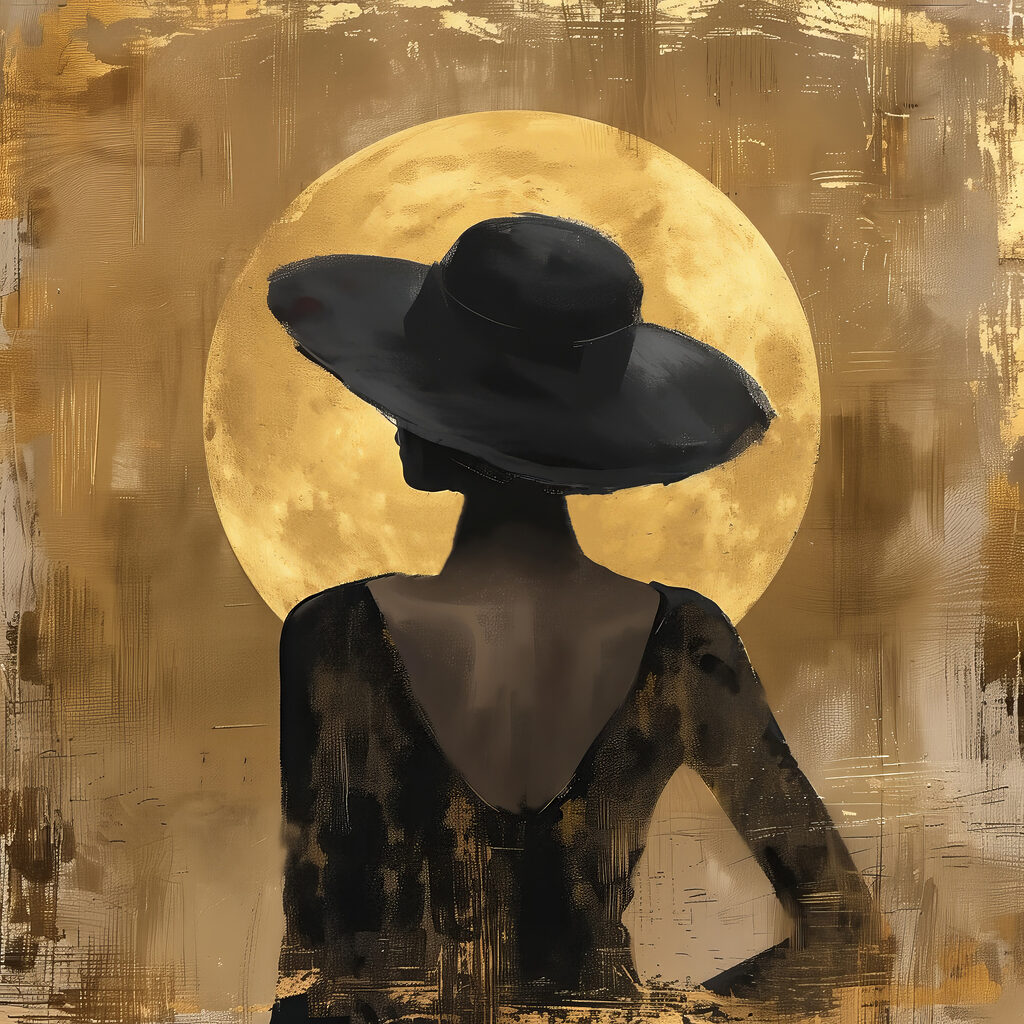 Sombrero bajo tonos dorados — diseño completo