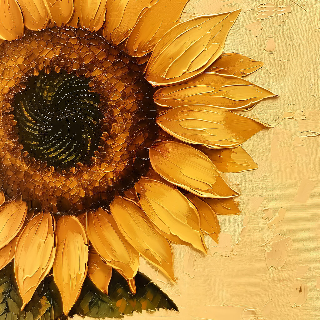 Girasol sobre amarillo cálido — diseño completo