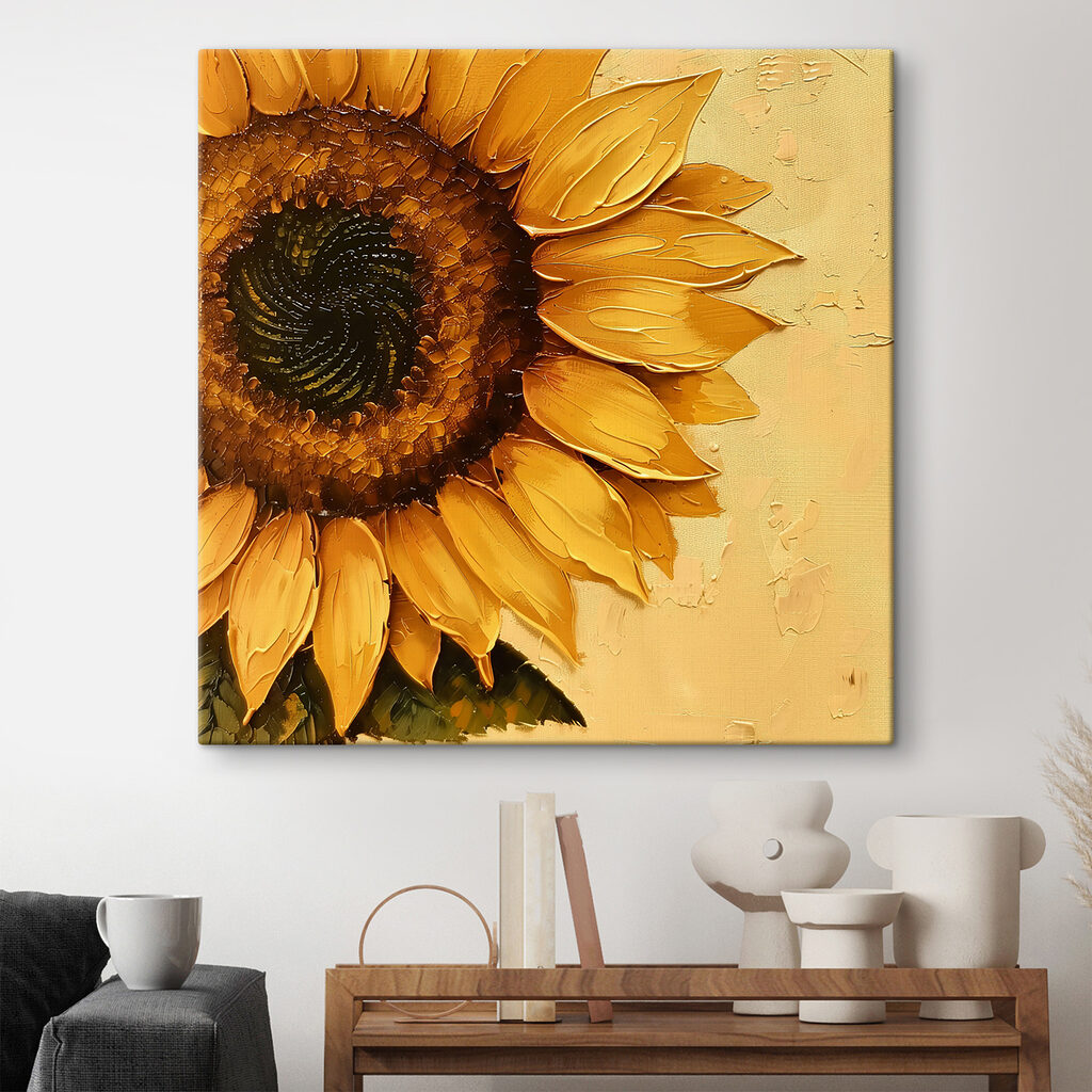 Girasol sobre amarillo cálido — interior 1