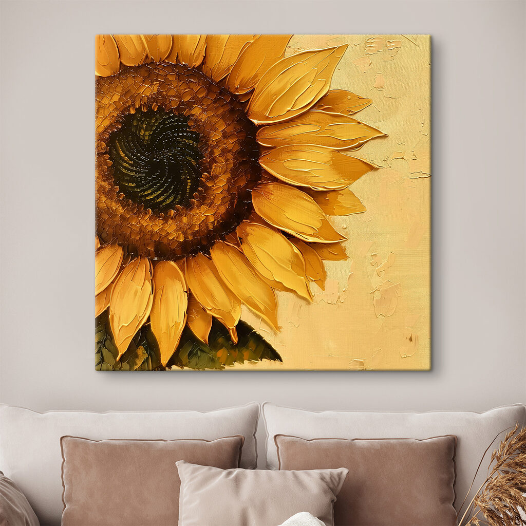 Girasol sobre amarillo cálido — interior 2