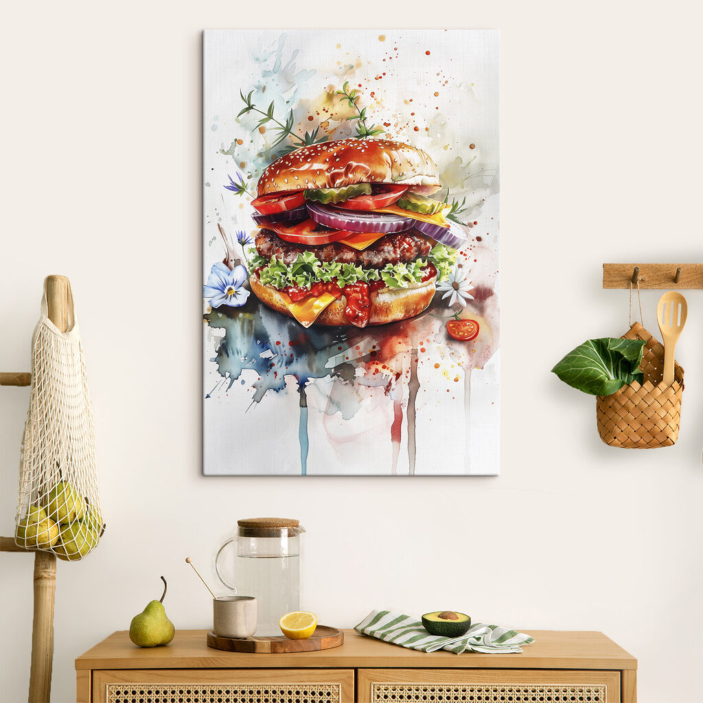 Hamburguesa en acuarela — interior 1