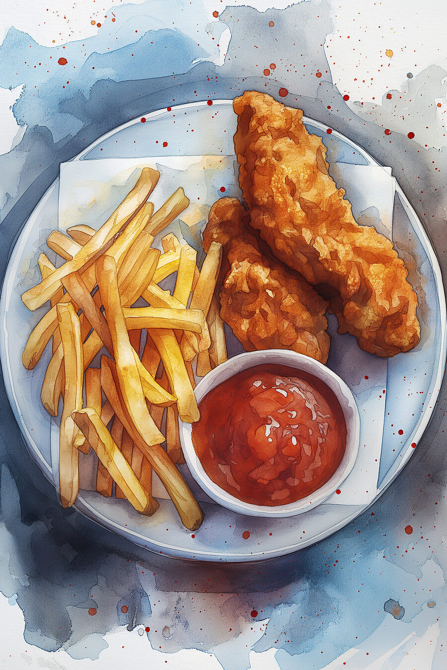 Pescado crujiente y patatas — diseño completo