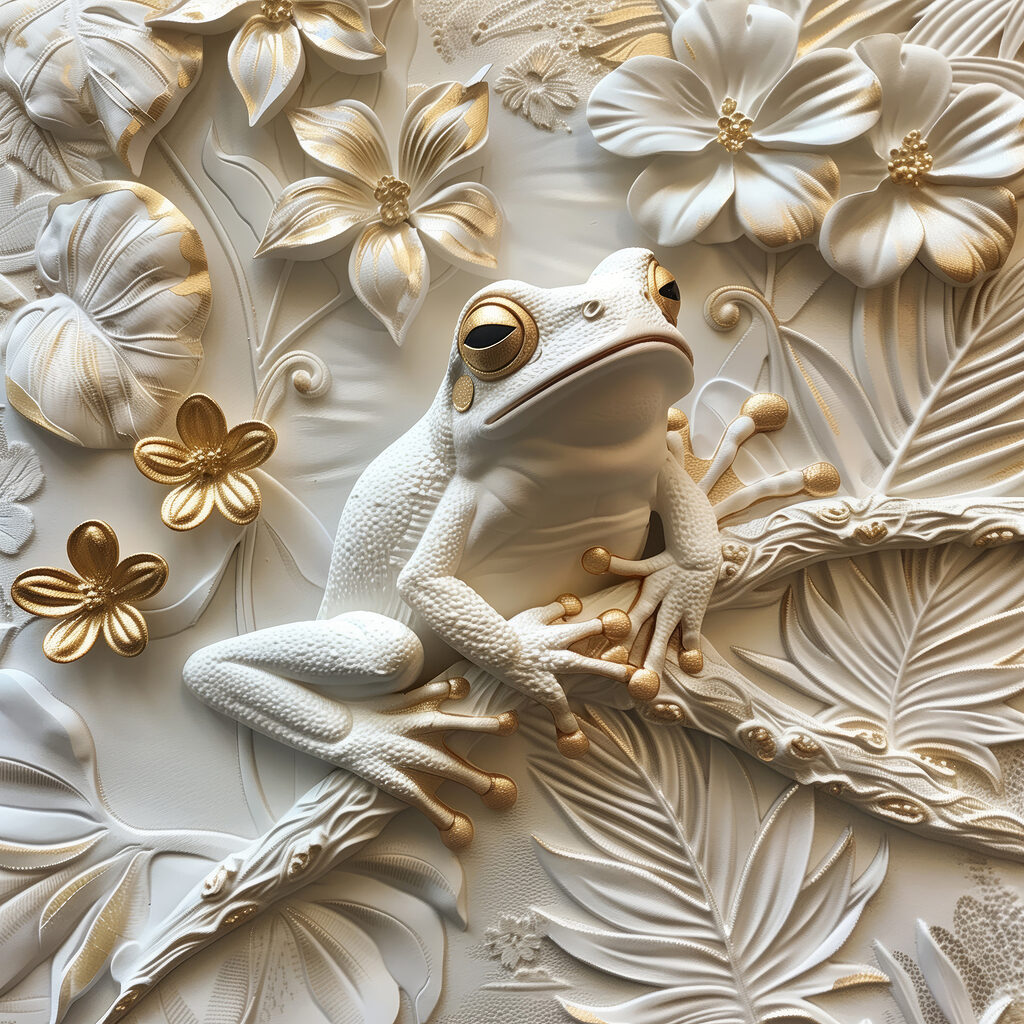 Rana entre flores — diseño completo