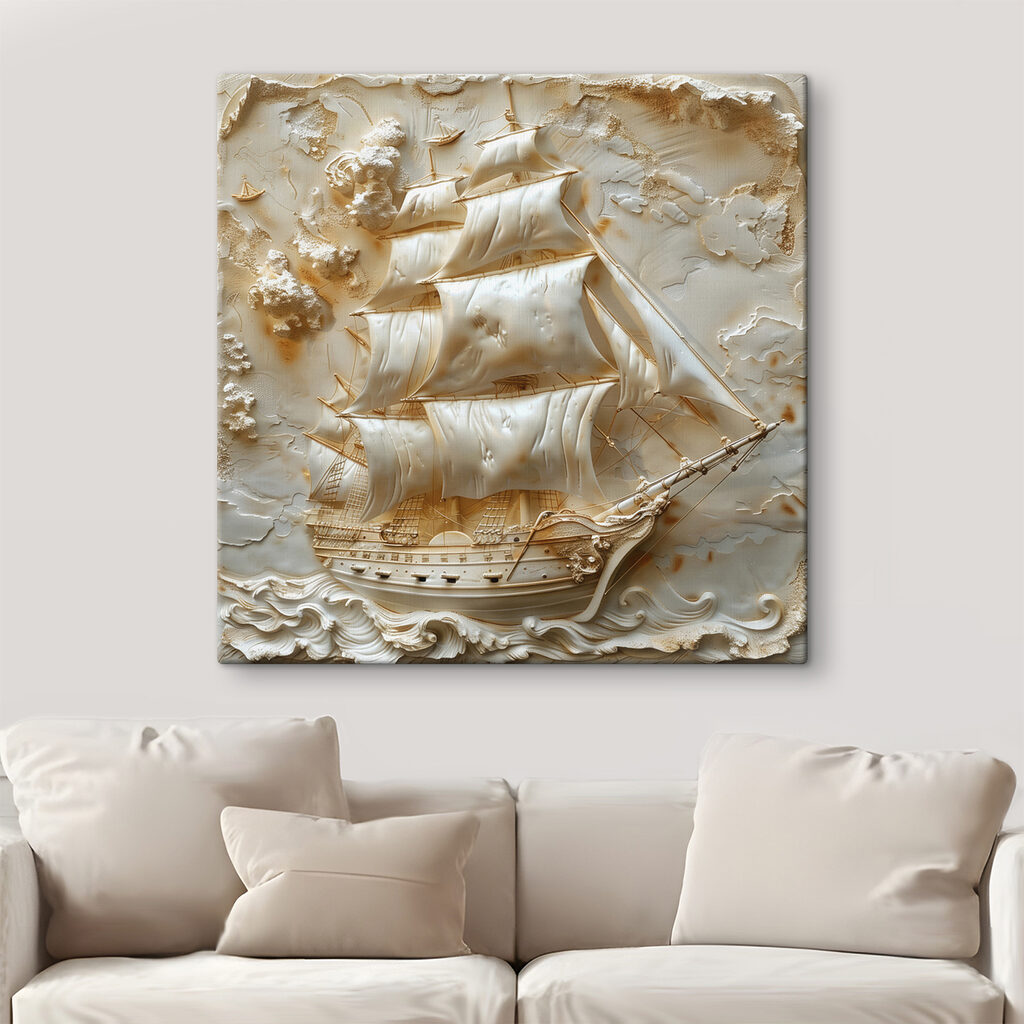 Velero entre olas blancas — interior 1