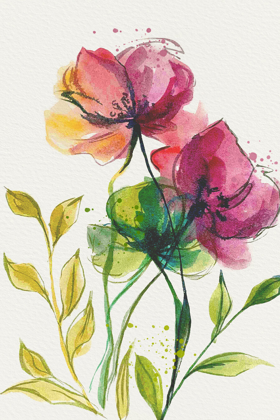 Flores rosas y amarillas — diseño completo