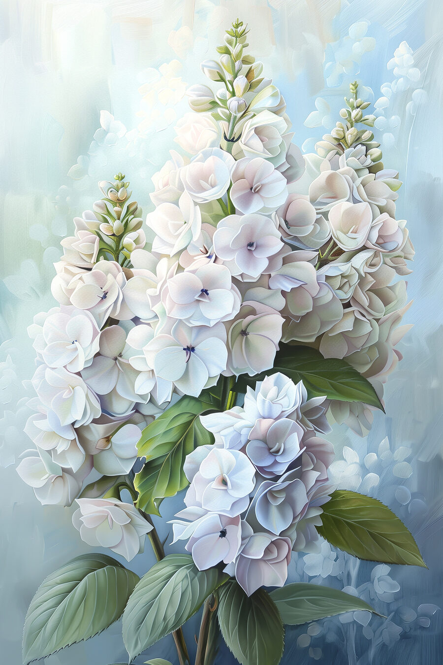 Flores en racimos altos — diseño completo