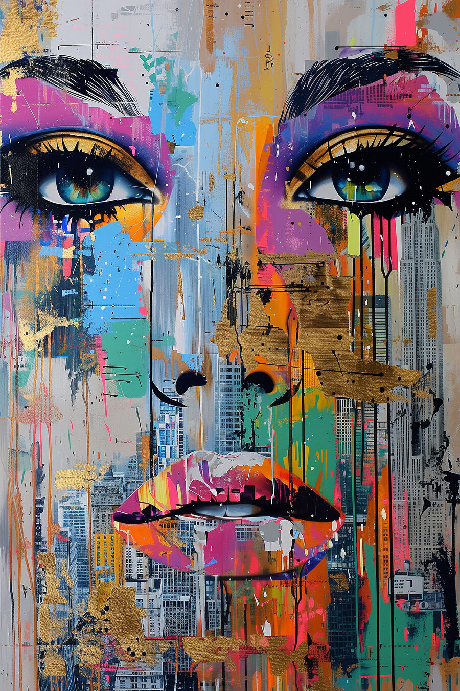 Rostro en fragmentos — diseño completo