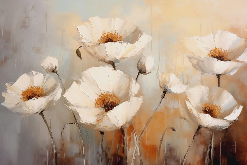 Amapolas en gris cálido — diseño completo