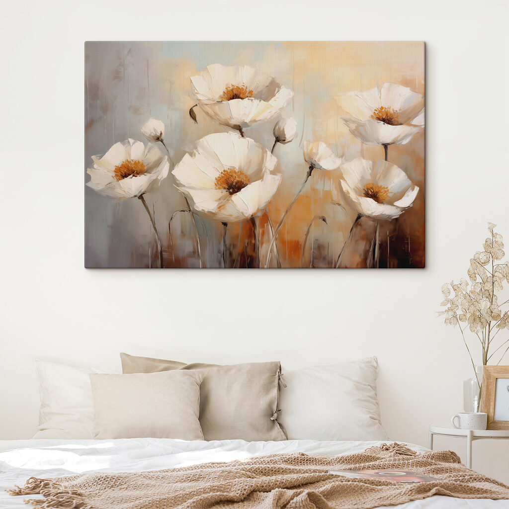 Amapolas en gris cálido — interior 1