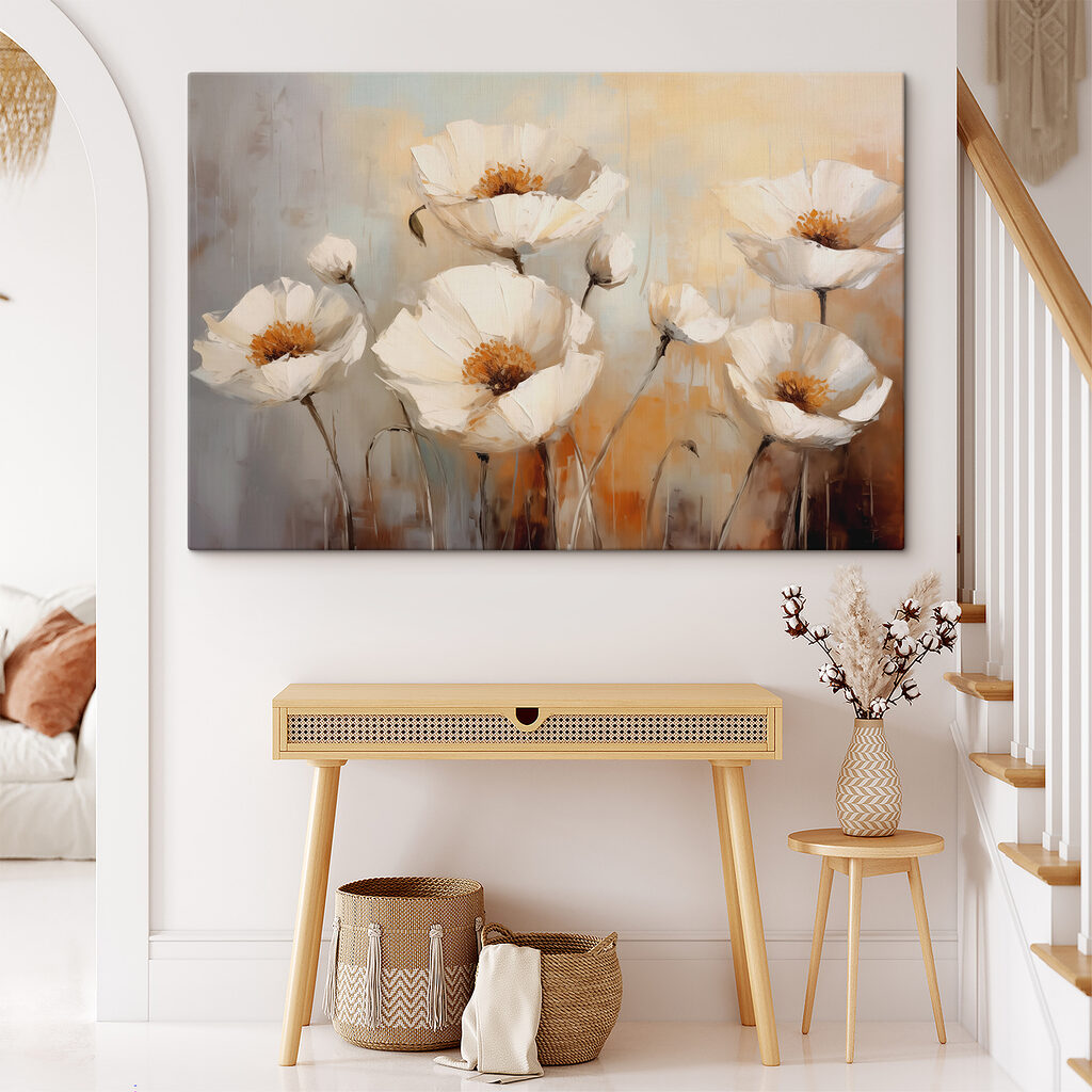 Amapolas en gris cálido — interior 2