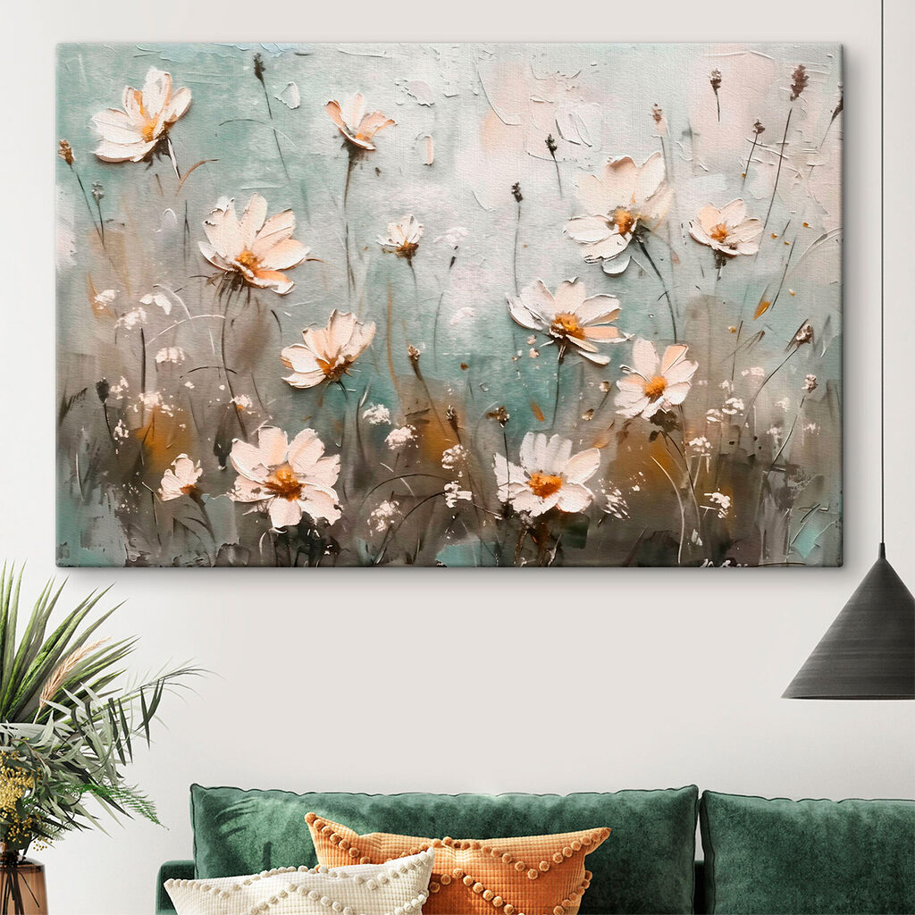Flores en tonos fríos en un interior