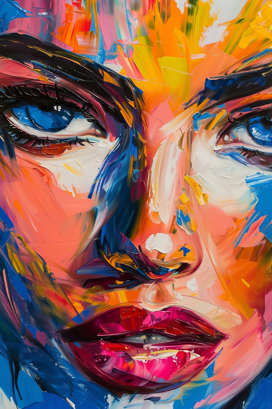 Mujer entre pinceladas — diseño completo
