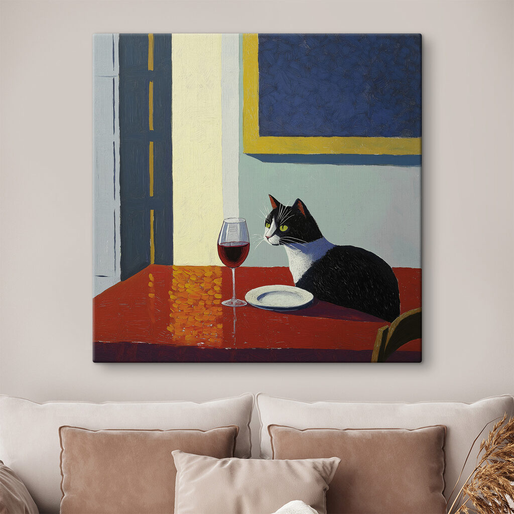 Gato junto al vino — interior 1