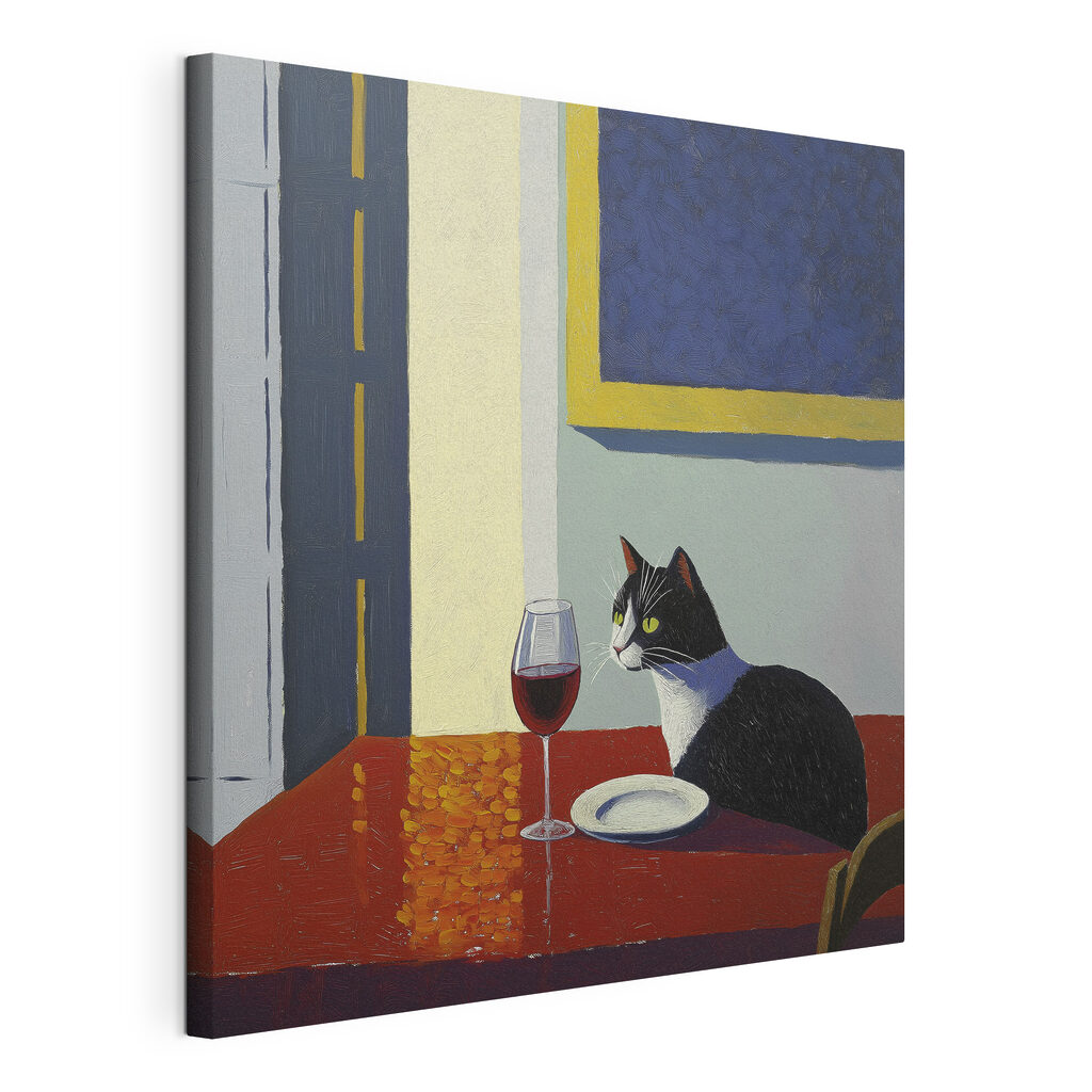Gato junto al vino — vista del producto
