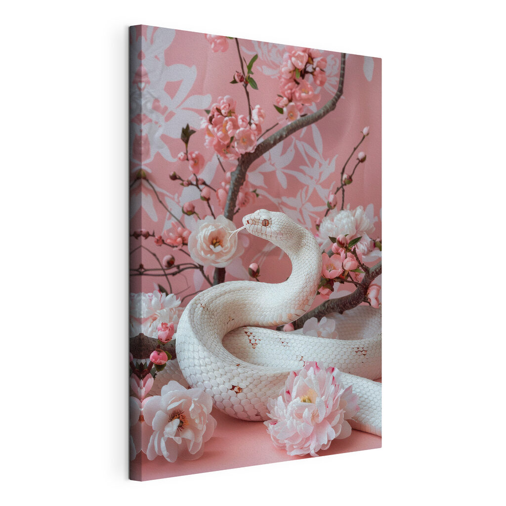 Serpiente entre flores rosas — vista del producto