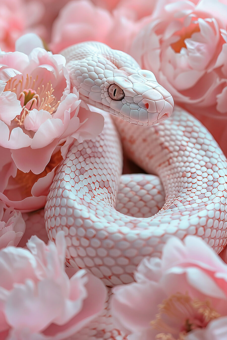 Serpiente entre rosas — diseño completo
