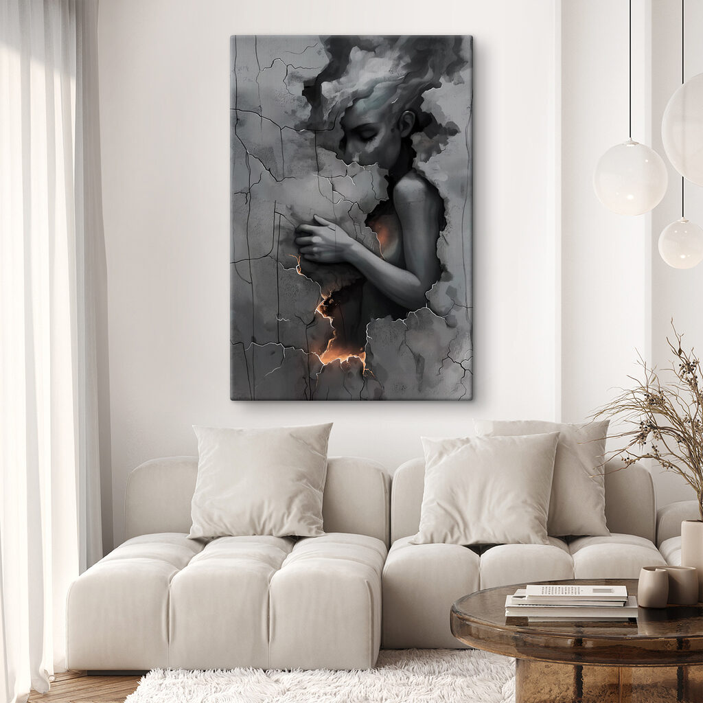 Figura en gris agrietado — interior 1