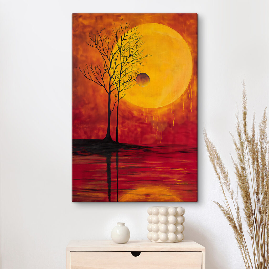 Árboles ante luna naranja — interior 1
