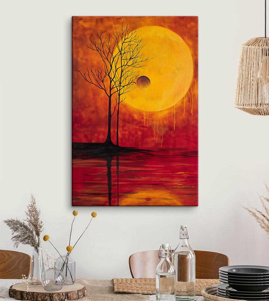 Árboles ante luna naranja — interior 2
