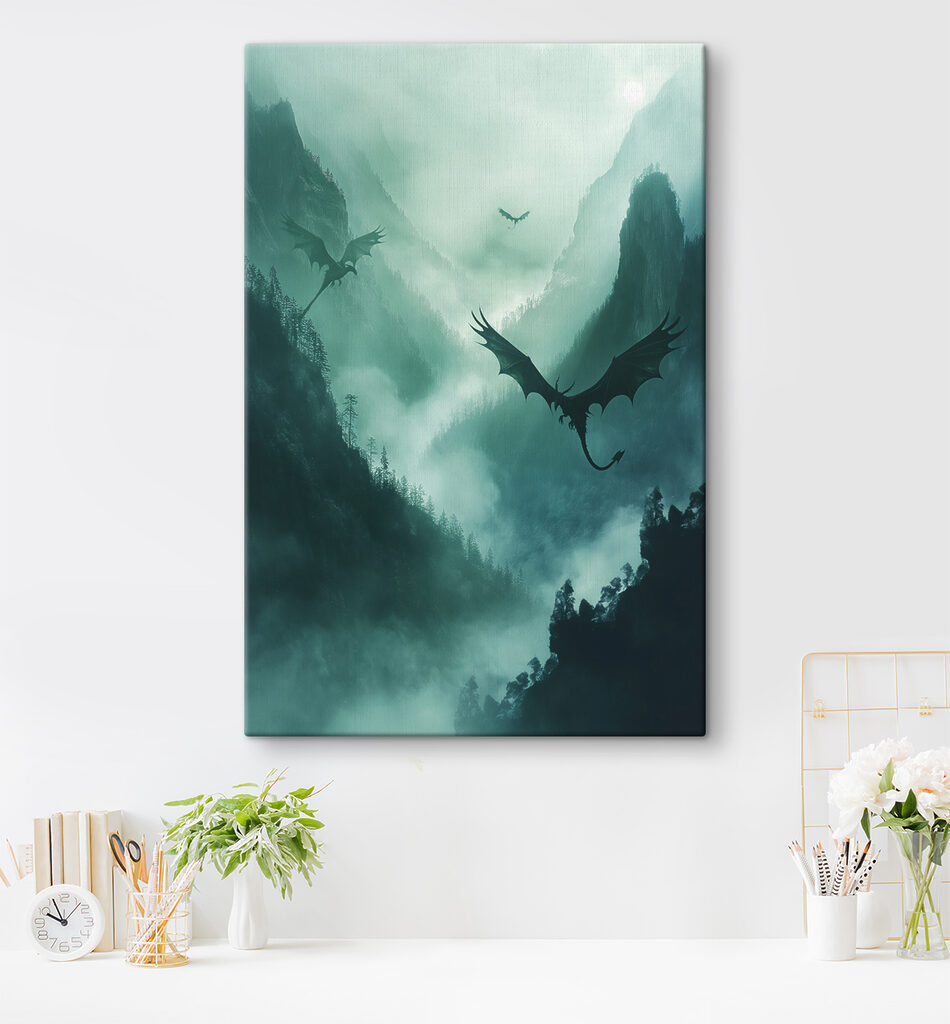 Dragones en la niebla en un interior