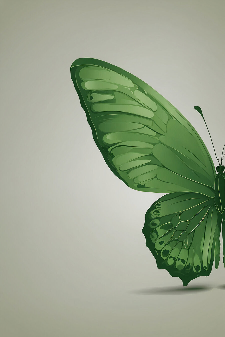 Ala verde sobre gris — diseño completo