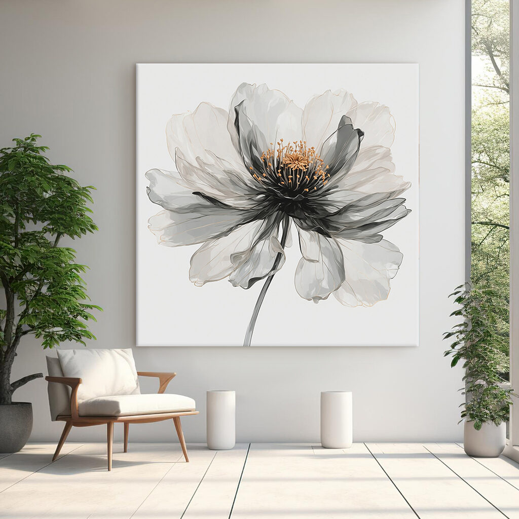 Flor en acuarela gris — interior 1