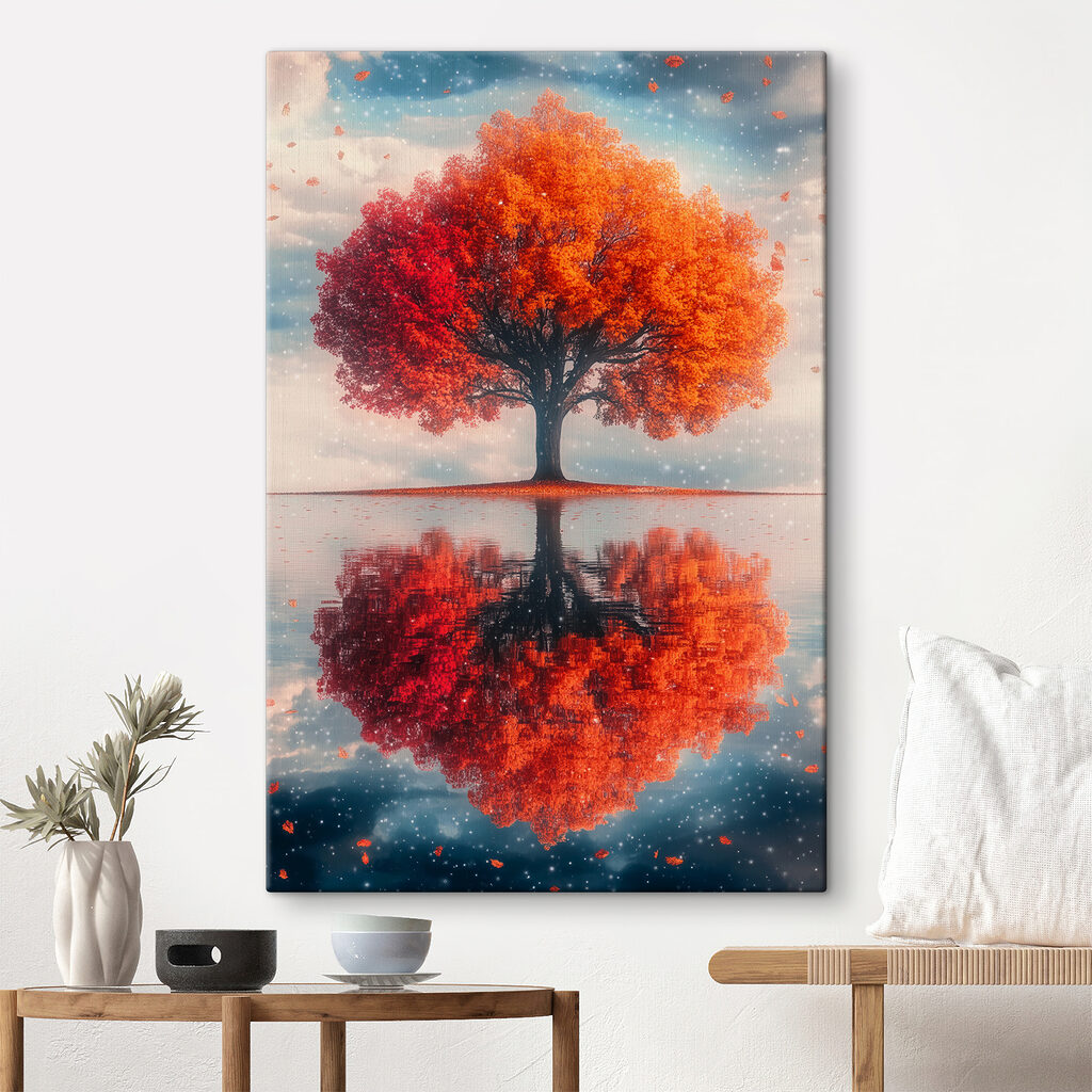 Árbol de otoño reflejado — interior 3