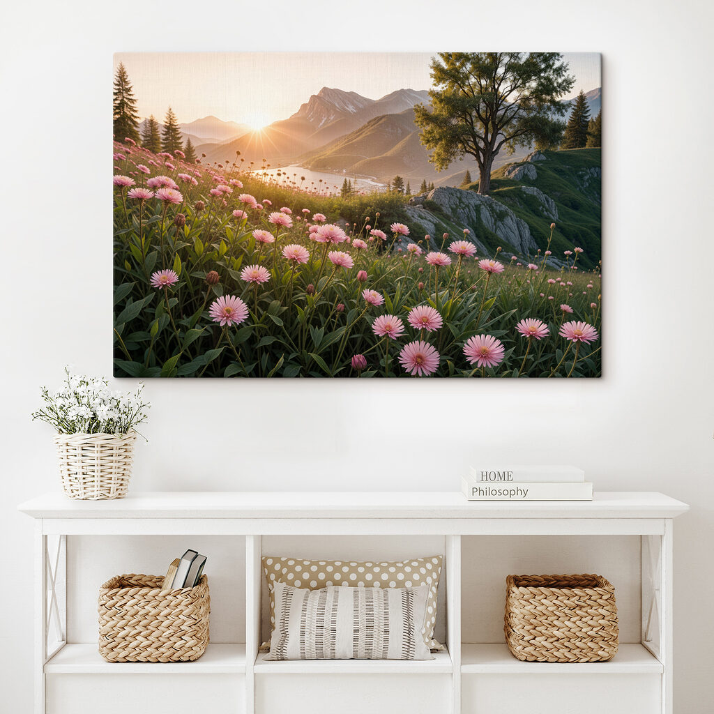 Flores rosas sobre montaña — interior 2