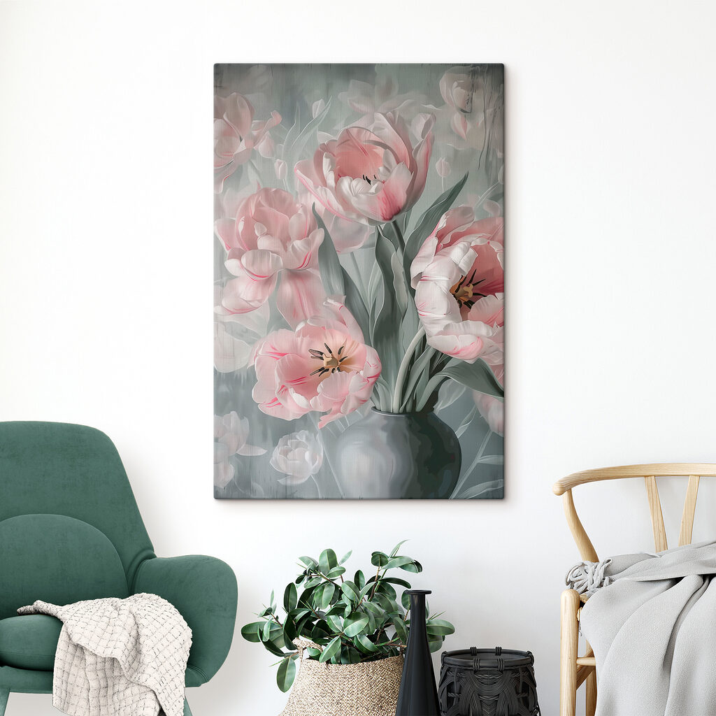 Tulipanes rosas en jarrón — interior 2