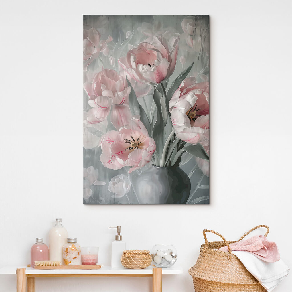 Tulipanes rosas en jarrón — interior 1