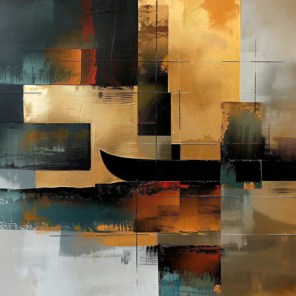 Formas abstractas en dorado — diseño completo
