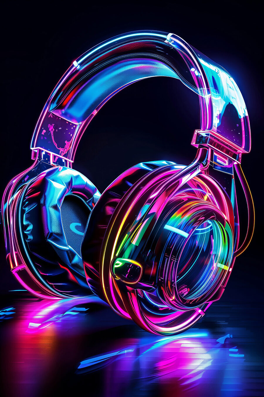 Auriculares en neón rosa — diseño completo