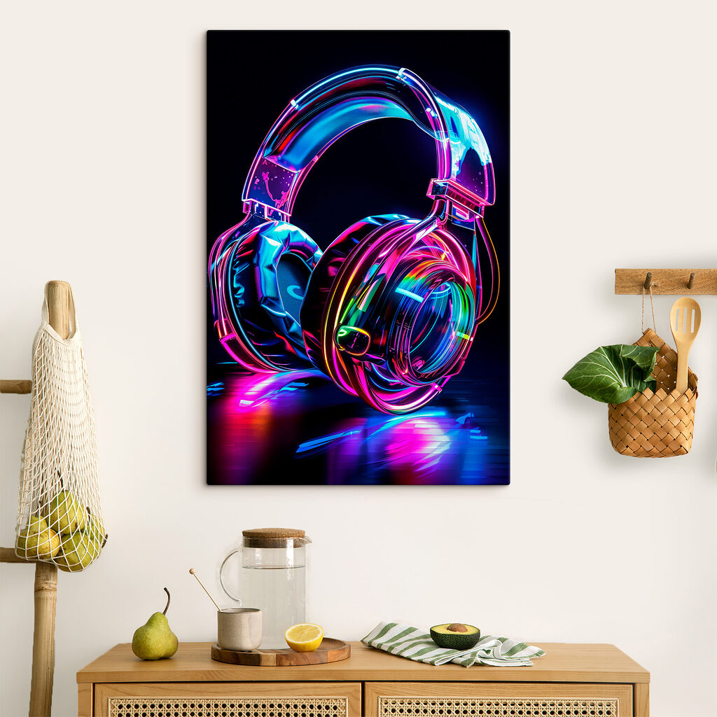 Auriculares en neón rosa — interior 2