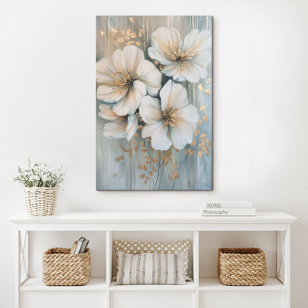 Flores entre franjas azules — interior 1