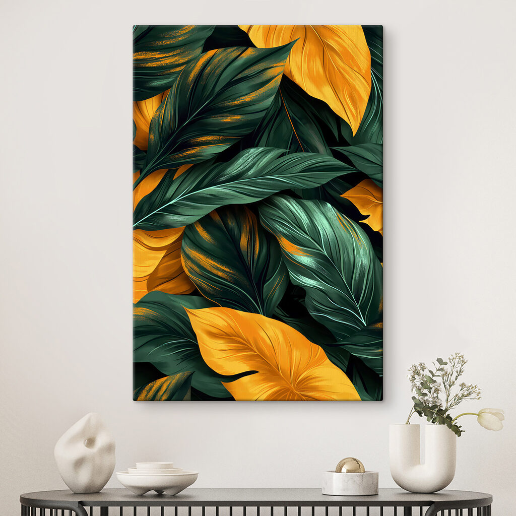 Hojas amarillas en verde — interior 1