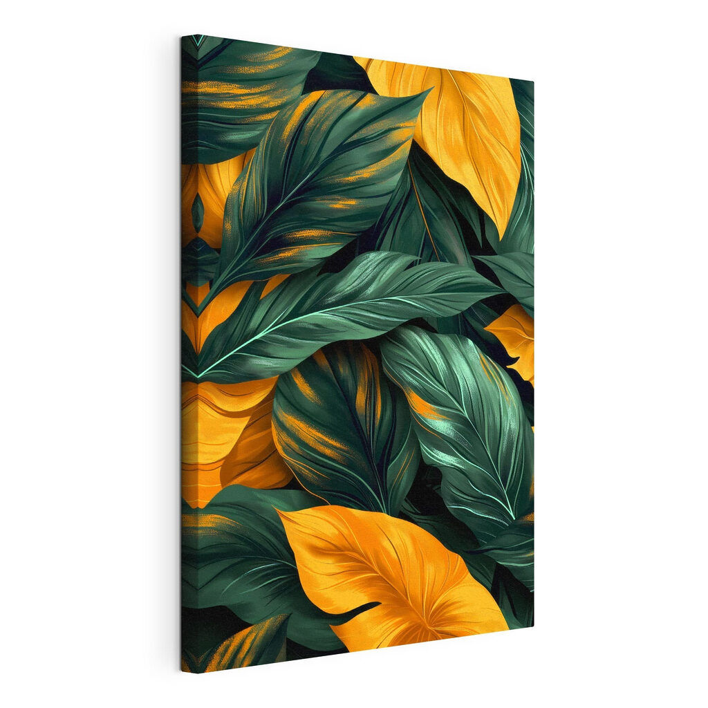 Hojas amarillas en verde — vista del producto