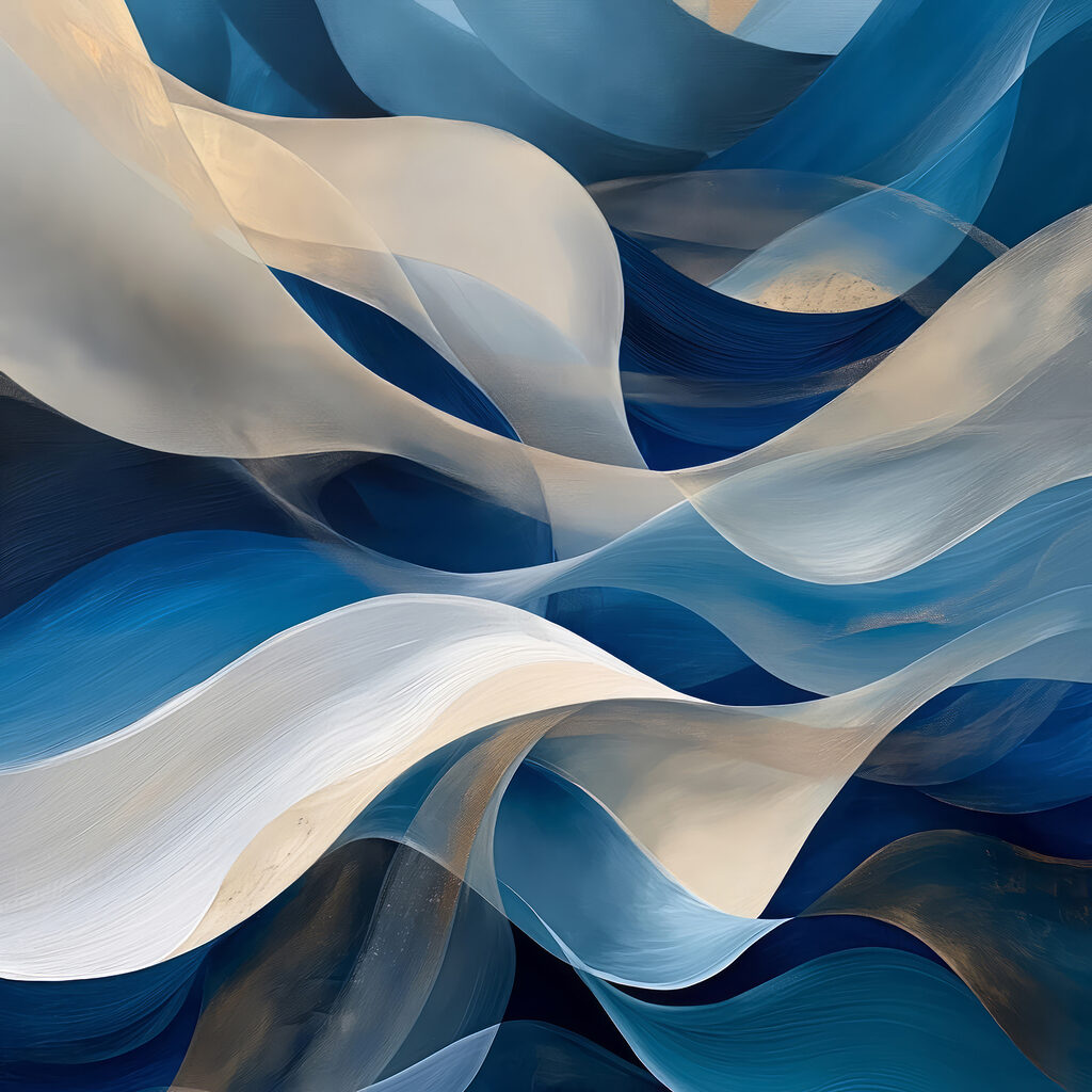 Franjas azules sobre crema — diseño completo