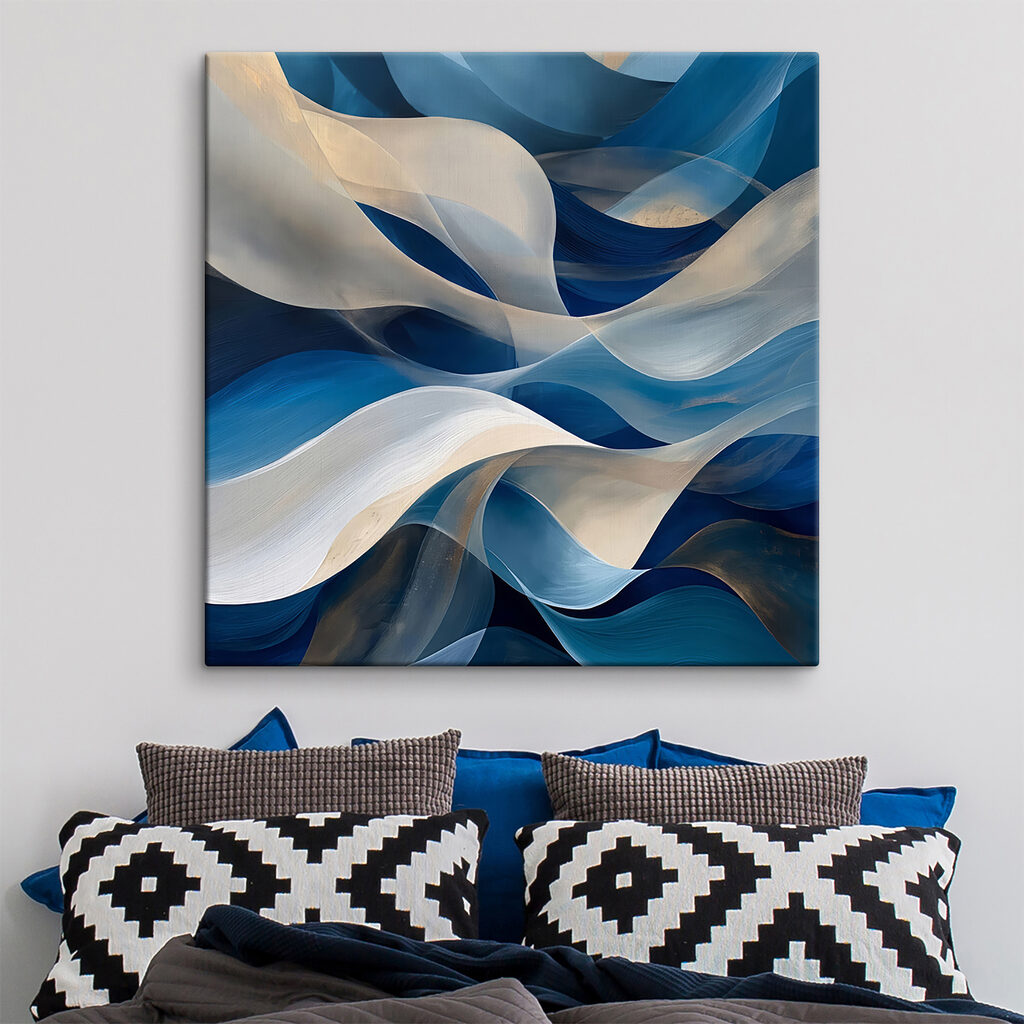 Franjas azules sobre crema — interior 2