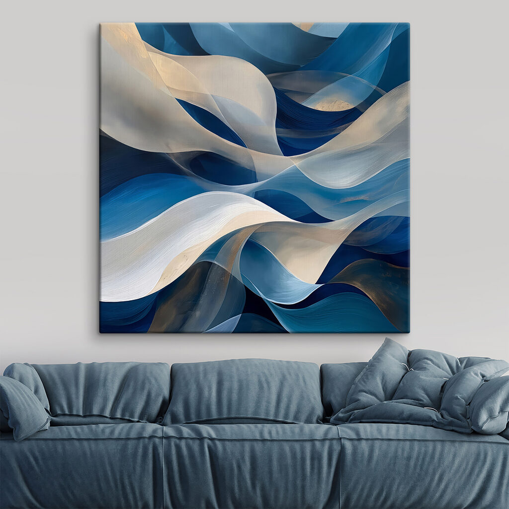 Franjas azules sobre crema — interior 1