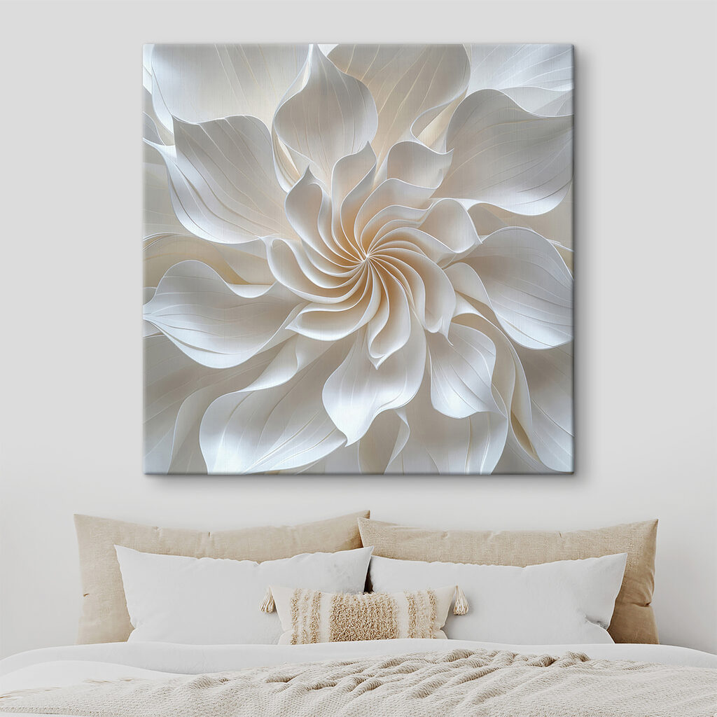 Espiral de flores blancas en un interior