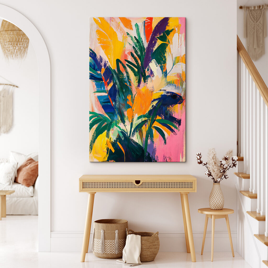 Hojas tropicales y trazos — interior 2