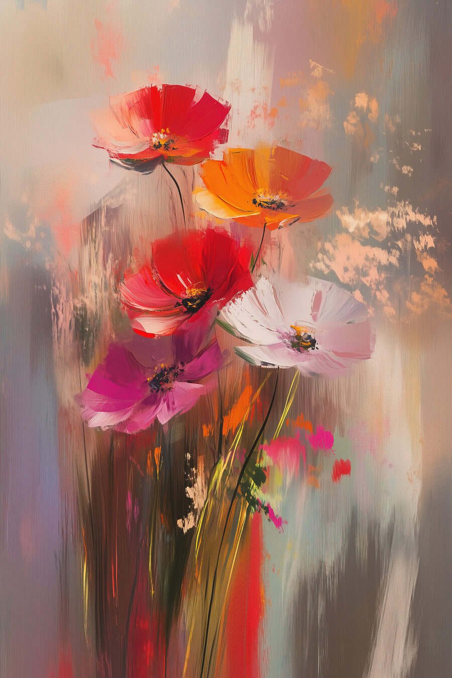 Amapolas en trazos cálidos — diseño completo