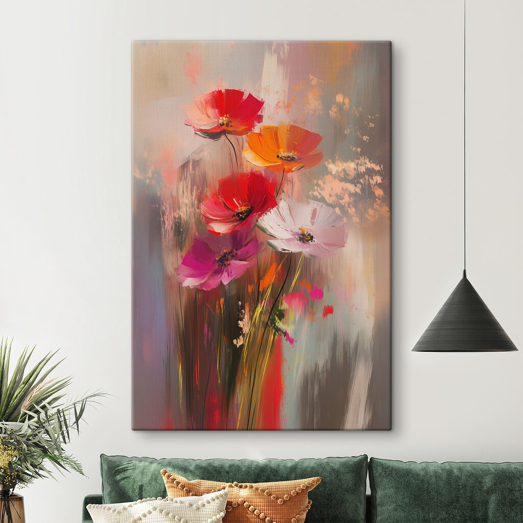 Amapolas en trazos cálidos — interior 2