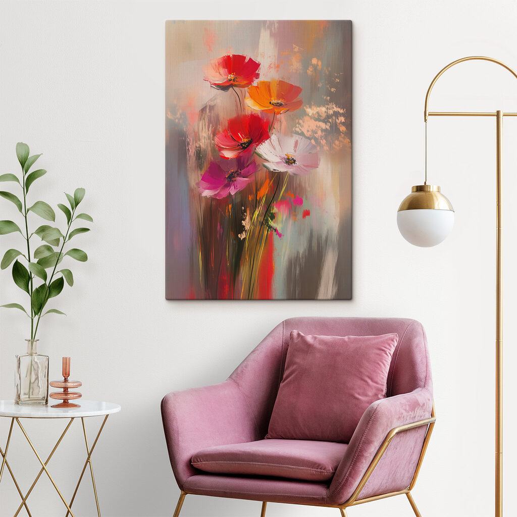 Amapolas en trazos cálidos — interior 1